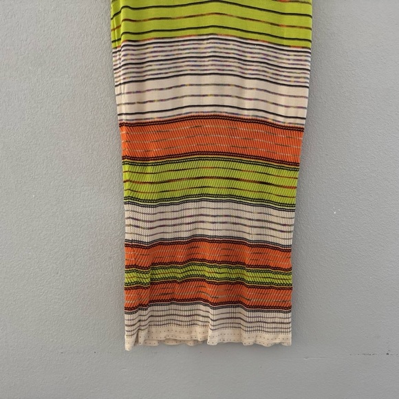 Vintage 90s Y2K Missoni Stripe Tank Dress 12 Chartreuse Crochet Knit Italy - Picture 5 of 9
